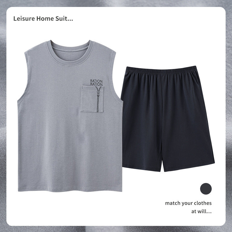 Men’s Cotton Sleeveless Pajamas – Sweat-Absorbent, Breathable Pullover | Casual Summer Homewear