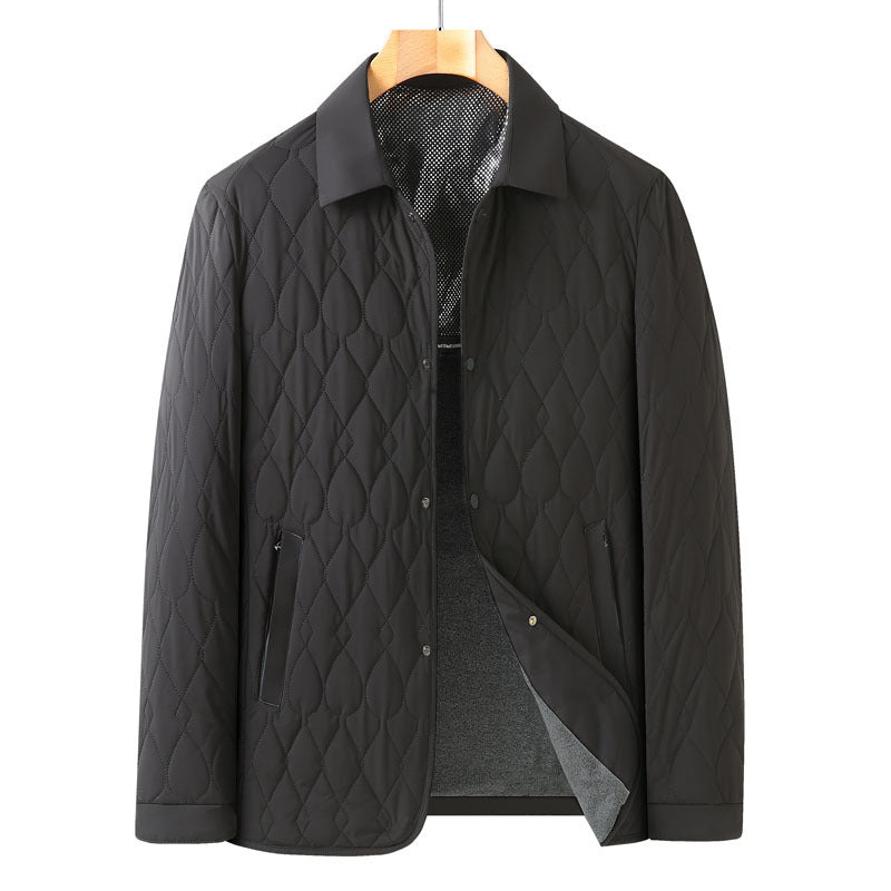 Men's Jacket Lightweight Business | Diamond Lattice Shirt Autumn Winter Coat | Padded Polyester Fiber for Youth
