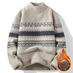 Men’s Velvet Mock Neck Sweater – Thick Knitted Pullover, Warm Autumn & Winter Casual Top