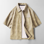 High Street INS Style Women’s Short Leather Coat – Chic Ultra Short Jacket with Princess Sleeves