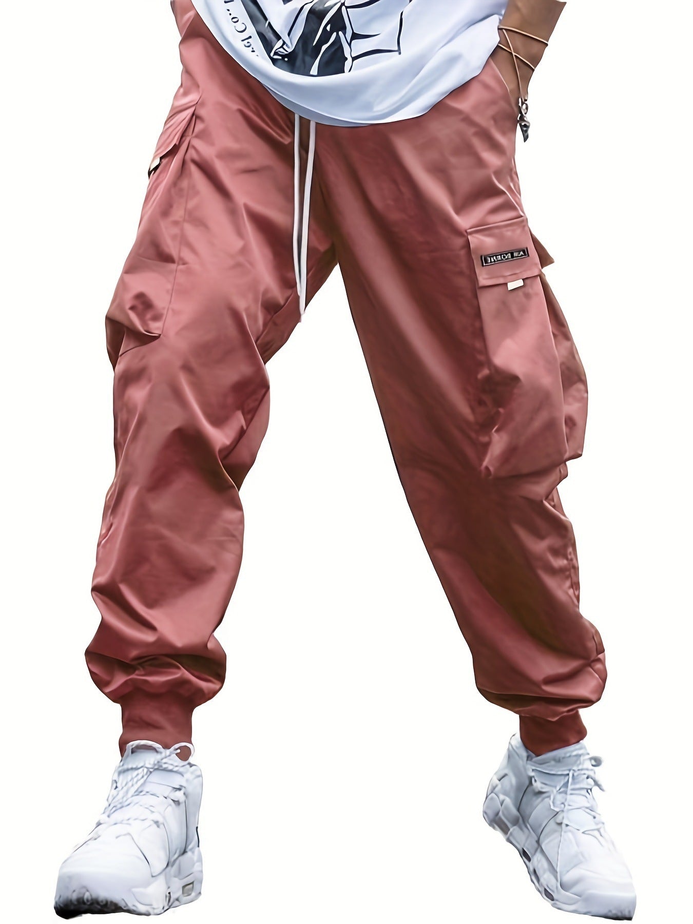 Men’s Multi-Pocket Cargo Pants – Casual Hip-Hop Drawstring Trousers for Outdoor, Streetwear, and Sports