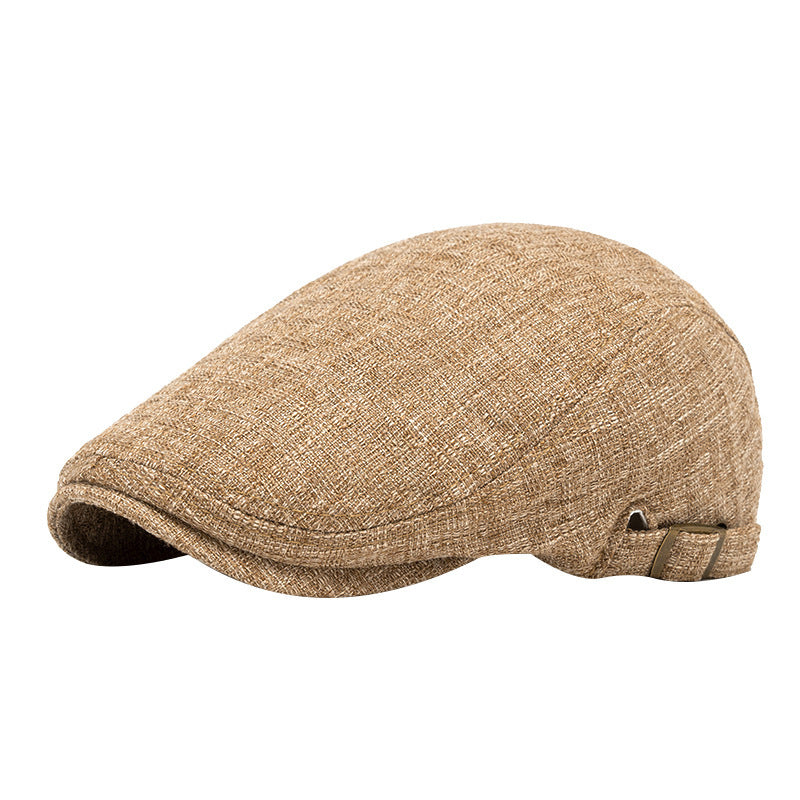 Men’s Retro Peaked Beret – Breathable Cotton & Linen Cap | Adjustable, Sunshade, Summer Sun Protection