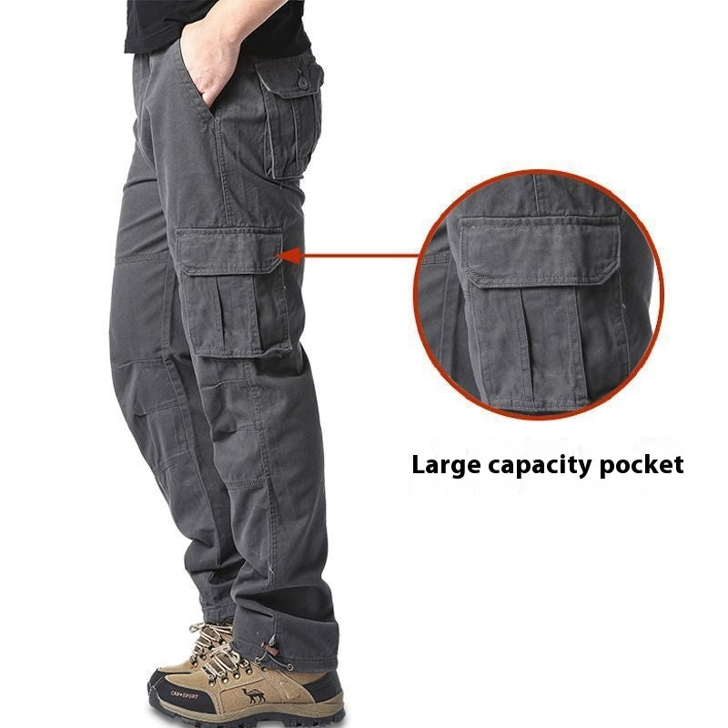 Men's Multi-pocket 100% Cotton Cargo Pants – Plus Size Workwear Trousers for Daily & Outdoor Use