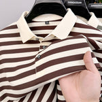 Men’s Lapel Jacquard Striped Shirt | Breathable Summer Business Casual Short Sleeve Top