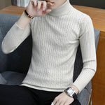 Slim-Fit High Neck Sweater for Men – Long Sleeve Cotton Blend Winter Pullover Turtleneck Top