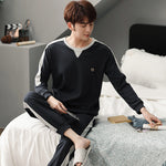 Men’s Cotton Long Sleeve Pajamas – Comfortable Pullover Homewear | Leisure, Sleep & Outdoor Wear