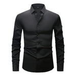 Men’s Long Sleeve Stretch Shirt – Fashionable Solid Color Loose Fit Top for Casual & Daily Wear
