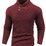 Men’s Slim Turtleneck Sweater – Button Design Pullover, Thick Solid Color Casual Fashion Top