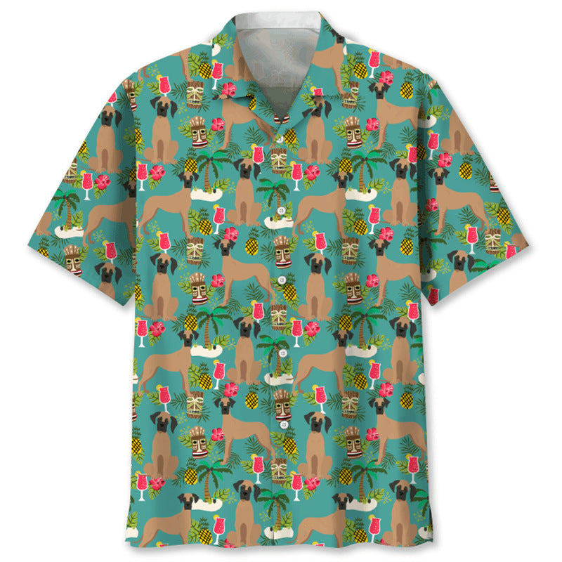 Trendy Cool Vintage Printed Shirt for Men – Slim Fit Short Sleeve Summer Fashion