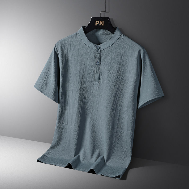 Men’s National Style Cotton Linen Two-Piece Set – Casual Summer Short Sleeve Shirt & Shorts for Daily Comfort