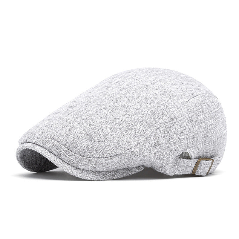 Men’s Retro Peaked Beret – Breathable Cotton & Linen Cap | Adjustable, Sunshade, Summer Sun Protection