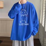 Cartoon Puppy Printed Long Sleeve T-shirt - Casual Loose Pullover for Autumn | Available in Multiple Colors