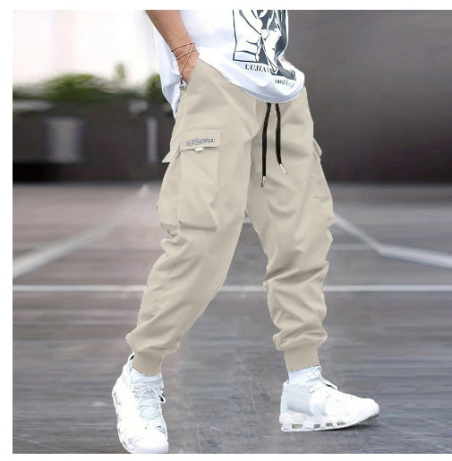 Men’s Multi-Pocket Cargo Pants – Casual Hip-Hop Drawstring Trousers for Outdoor, Streetwear, and Sports