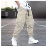 Men’s Multi-Pocket Cargo Pants – Casual Hip-Hop Drawstring Trousers for Outdoor, Streetwear, and Sports