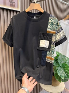 Men’s Summer Color Matching T-shirt | Slim Fit Camouflage Work Style Top
