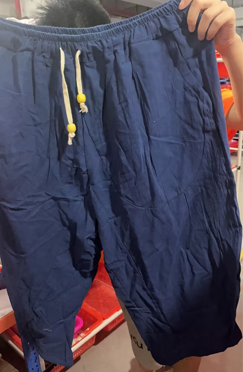 Men’s Chinese Style Cotton Harem Pants – Loose-Fit Casual Baggy Trousers, Drawstring Waist, Summer Streetwear, Sizes M-5XL