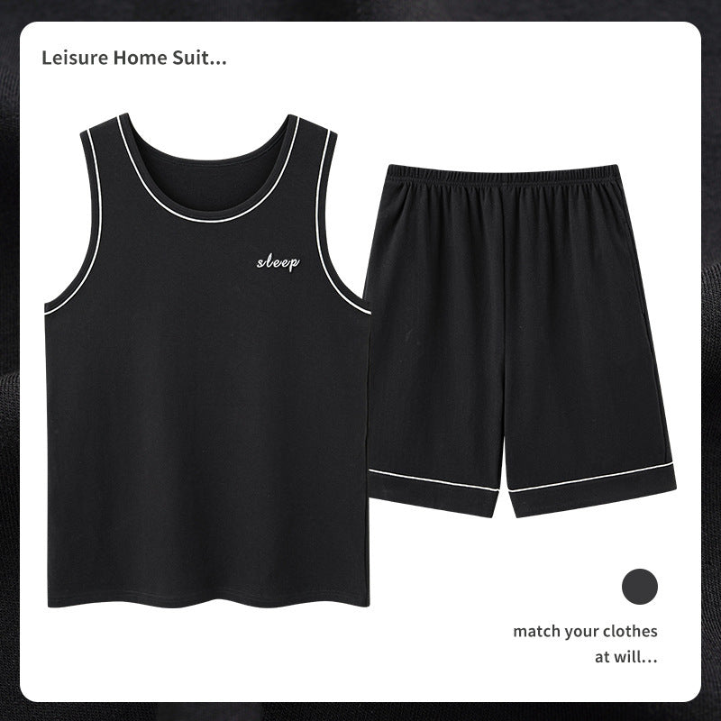 Men’s Cotton Sleeveless Pajamas – Sweat-Absorbent, Breathable Pullover | Casual Summer Homewear