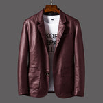 Leather Men's Autumn and Winter Jacket – Thin Lapel PU Coat with Pockets & Classic Style