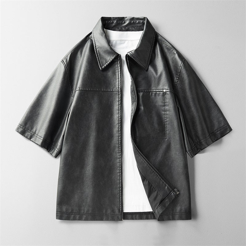 High Street INS Style Women’s Short Leather Coat – Chic Ultra Short Jacket with Princess Sleeves
