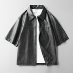 High Street INS Style Women’s Short Leather Coat – Chic Ultra Short Jacket with Princess Sleeves