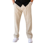 Men’s Sports Casual Trousers – Loose Straight Pants with Drawstring, Comfortable Waffle Fabric for Everyday Wear