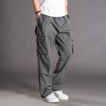 Men’s Korean Style Thin Fat Pants – Loose Straight Leg, Multi-Pocket, Cotton Trousers for Casual and Outdoor Wear