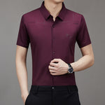 Men’s Seamless Short Sleeve Business Shirt – Lightweight Striped Summer Office Top for Smart Casual Style