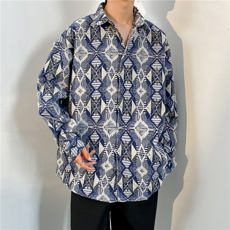 Loose Japanese-Style Retro Ethnic Long Sleeve Shirt – Autumn & Winter Cardigan for Youth Couples