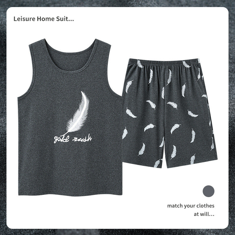 Men’s Cotton Sleeveless Pajamas – Sweat-Absorbent, Breathable Pullover | Casual Summer Homewear