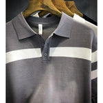 Men’s Polo Shirt Lapel Short-Sleeved Sweater – Lightweight Loose Fit Color Block Top