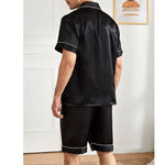 Men's Summer Satin Lapel Homewear Set – Thin Breathable Short-Sleeved Sleepwear Suit for Cool Comfort