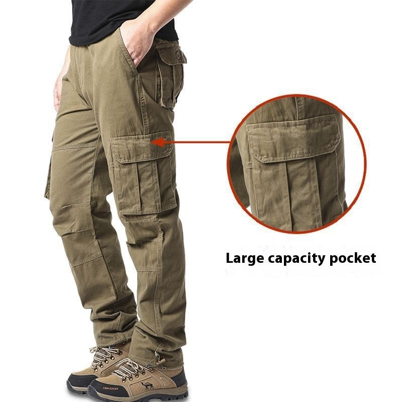 Men's Multi-pocket 100% Cotton Cargo Pants – Plus Size Workwear Trousers for Daily & Outdoor Use