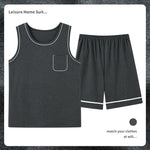 Men’s Cotton Sleeveless Pajamas – Sweat-Absorbent, Breathable Pullover | Casual Summer Homewear