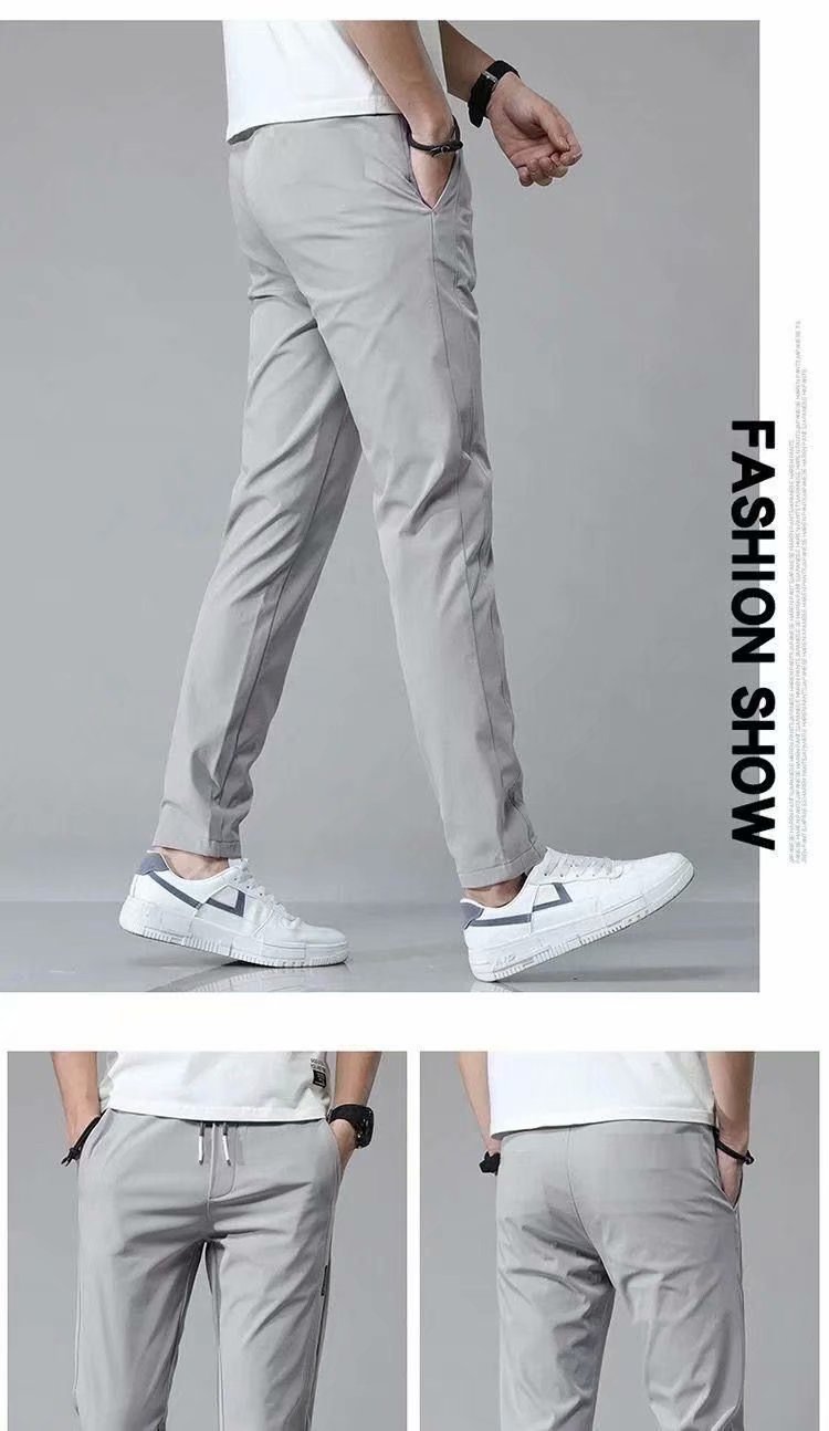 Men's Drawstring Trousers – Thin Casual Pants Korean Style Loose Straight Sweatpants for Summer