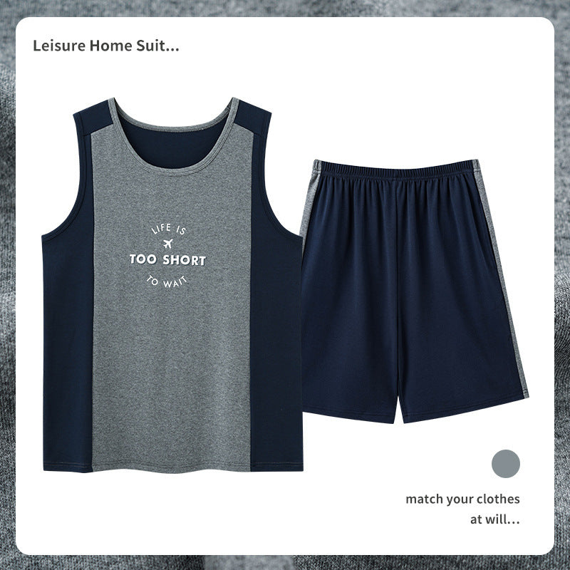 Men’s Cotton Sleeveless Pajamas – Sweat-Absorbent, Breathable Pullover | Casual Summer Homewear