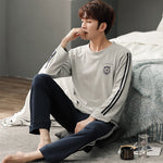 Men’s Cotton Long Sleeve Pajamas – Comfortable Pullover Homewear | Leisure, Sleep & Outdoor Wear