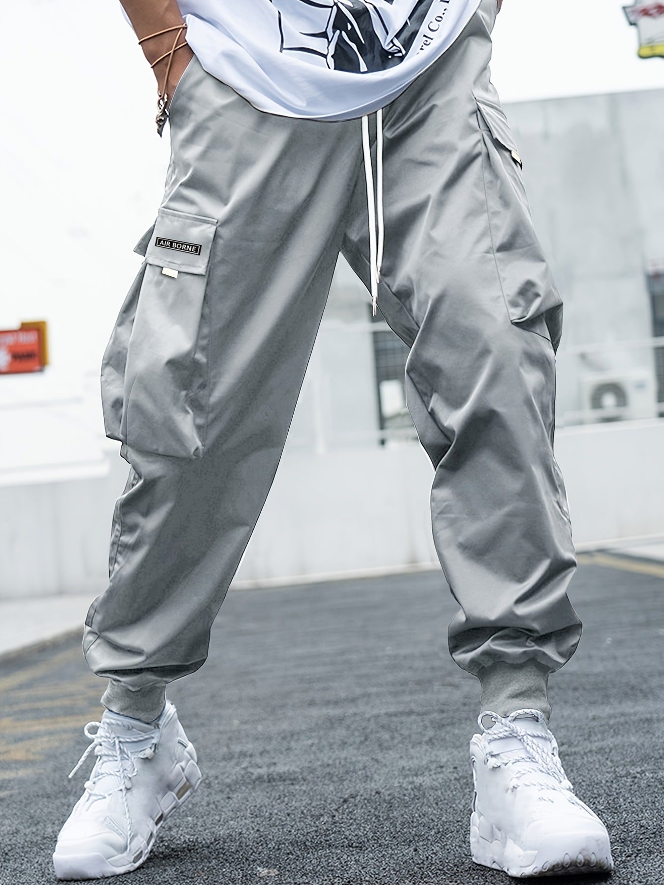 Men’s Multi-Pocket Cargo Pants – Casual Hip-Hop Drawstring Trousers for Outdoor, Streetwear, and Sports
