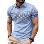 Men’s Summer Fashion Sports Short Sleeve – Stylish Striped Shirt with Zipper Design, Loose Fit Casual Top