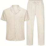 Men’s Fashion Casual Exercise Short Sleeve Set – Cotton Blend Summer Sportswear for Daily Fitness & Comfort