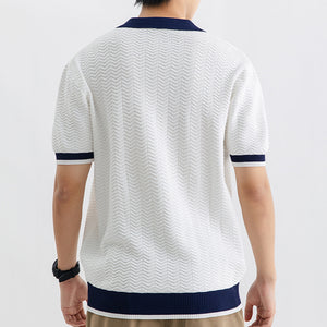 Men’s Ice Silk Polo Shirt | High-End Short Sleeve Striped T-shirt for Cool Summer Comfort