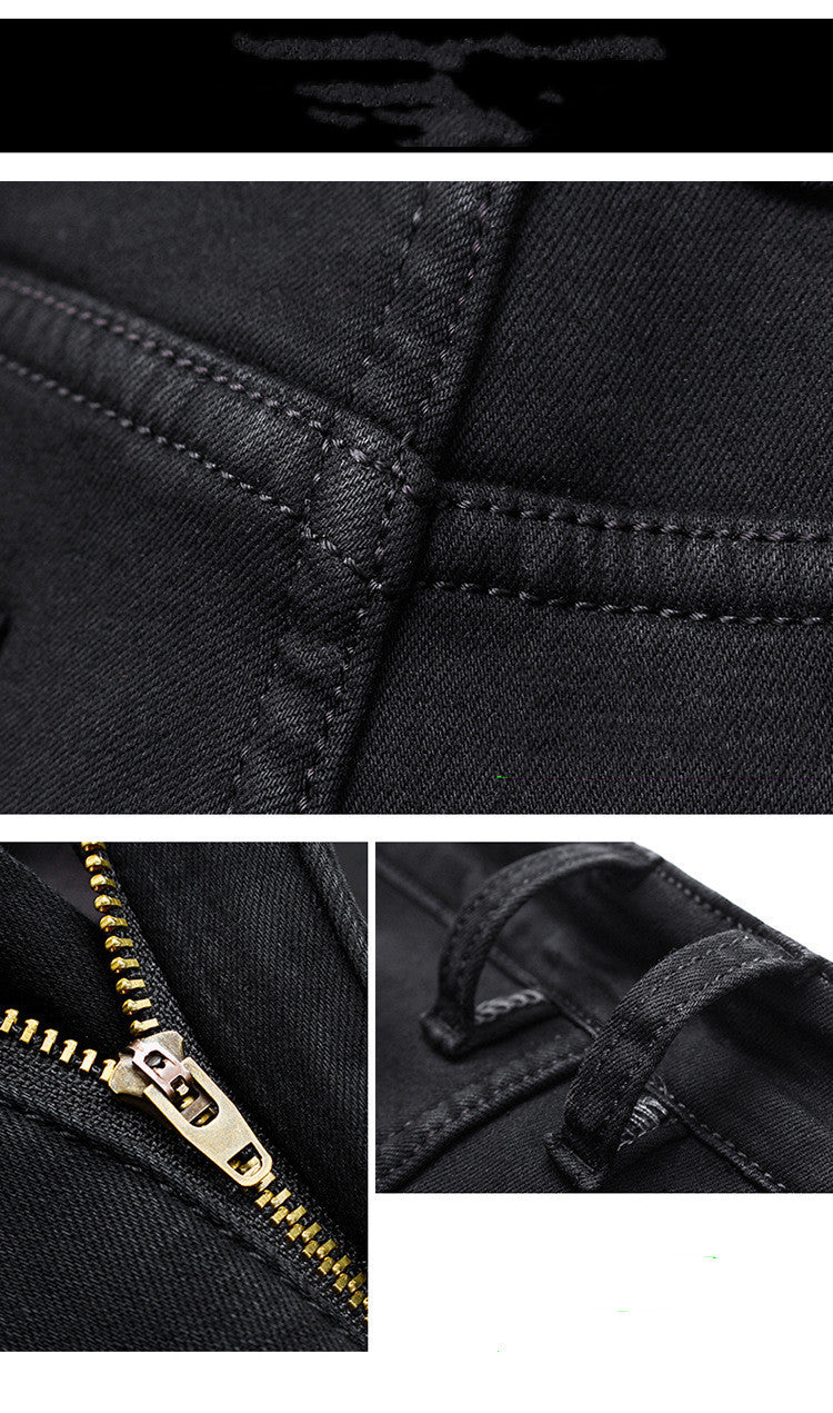 New Men's Jeans Slim Straight Denim Pants – Mid Waist Cotton Trousers for Casual Everyday Style