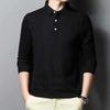 Casual Classic Solid Color Long Sleeve Polo Shirt for Men – Comfortable Cotton Blend Top
