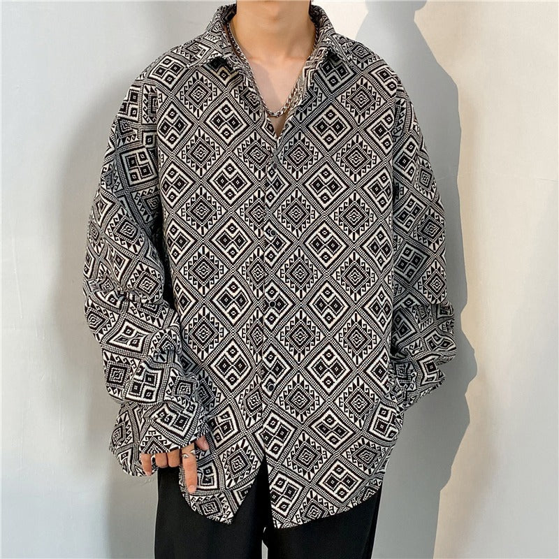 Loose Japanese-Style Retro Ethnic Long Sleeve Shirt – Autumn & Winter Cardigan for Youth Couples