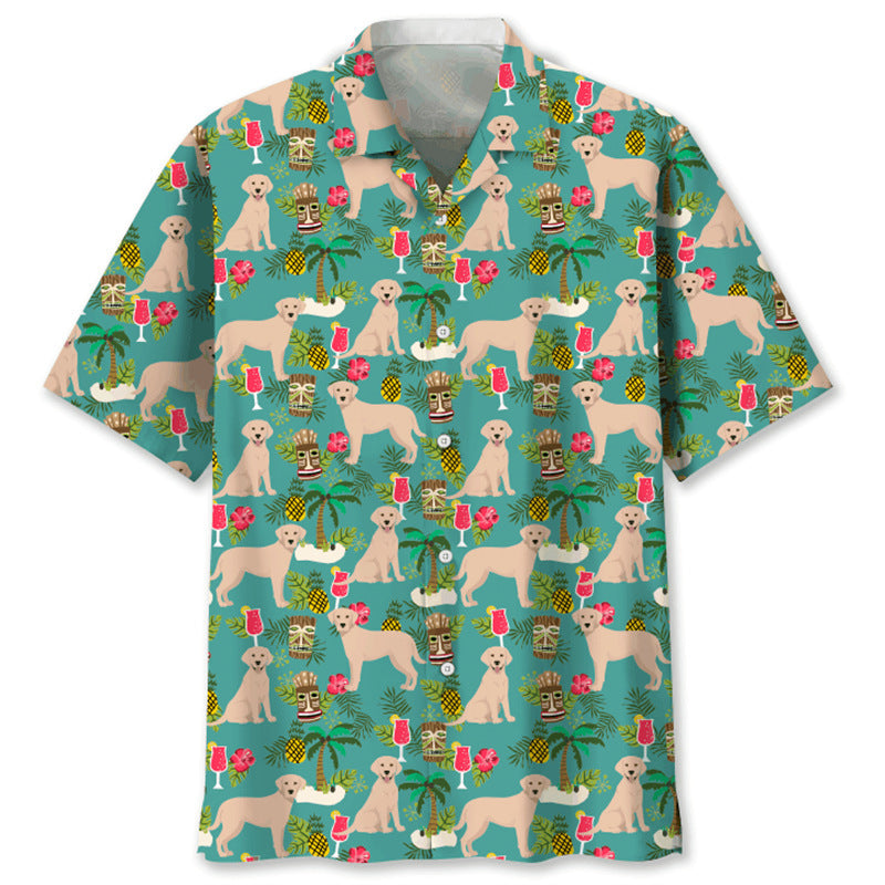 Trendy Cool Vintage Printed Shirt for Men – Slim Fit Short Sleeve Summer Fashion