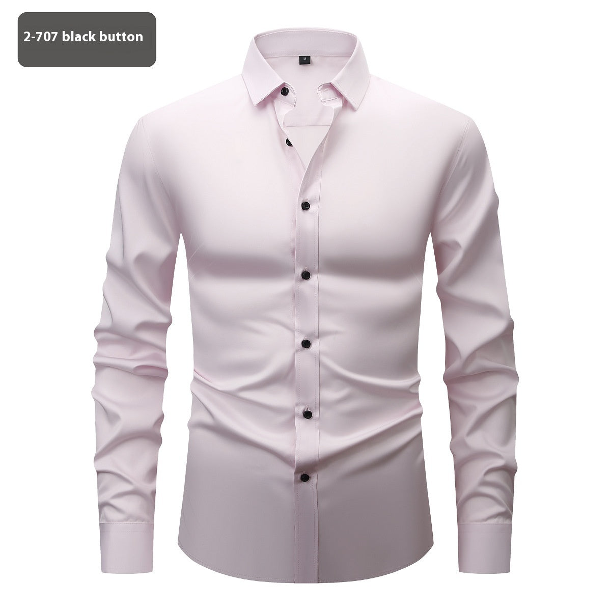 Men’s Long Sleeve Stretch Shirt – Fashionable Solid Color Loose Fit Top for Casual & Daily Wear