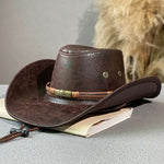 Leather Retro Western Fedora Hat – Ethnic Style Denim Hat for Men & Women | Sunshade, Breathable, Summer Hat