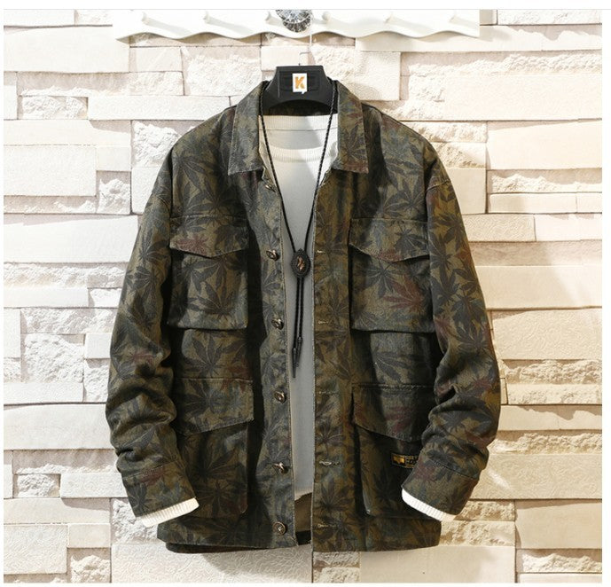 New Men’s Camouflage Denim Jacket – Casual Cotton Jeans Coat for Autumn Fashion & Streetwear