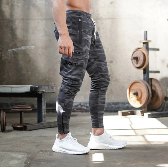 Men’s Sports Trousers – Fitness, Running, and Training Pants with Hanging Towel Design, Cotton, Small-Foot Style