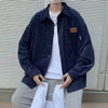 Men’s Loose American Retro Corduroy Shirt – Long Sleeve Polyester Casual Top for Everyday Wear