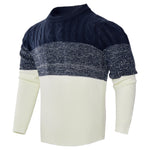 Men's Color Block Cable Knit Sweater – Long Sleeve Pullover for Casual, Outdoor, and Daily Wear